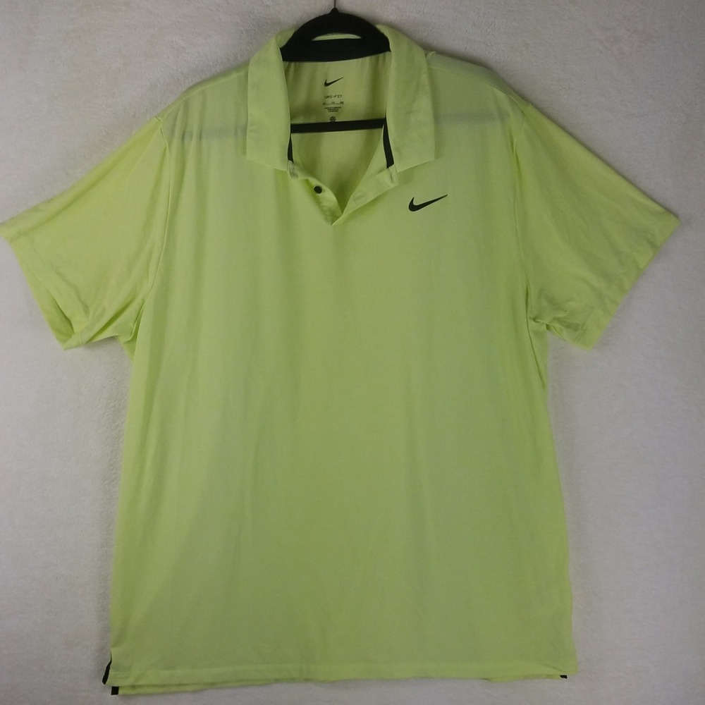 NIKE Dri-FIT Mens Polo Shirt Neon Yellow Short‎ Sleeve Athletic Golf XXL NWOT